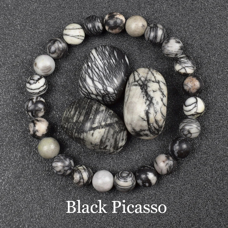 🖤 Schwarzes Onyx-Perlenarmband – Natürlicher Achatstein für Balance & Stil (6 mm / 8 mm, Unisex)