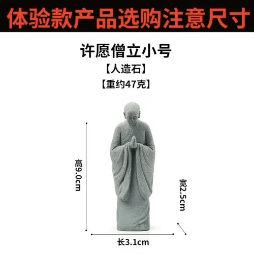 🧘♂️ Chinesische Krieger-Mönch-Statue – Zen-Mikrolandschaft & Gartendekoration