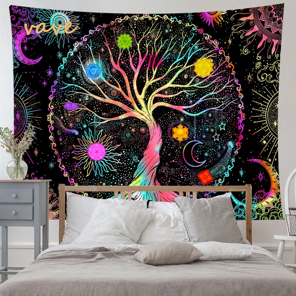 🌳 Tree of Life Psychedelic Tapestry – Trippy Mandala Wall Hanging for Boho & Witchy Room Decor