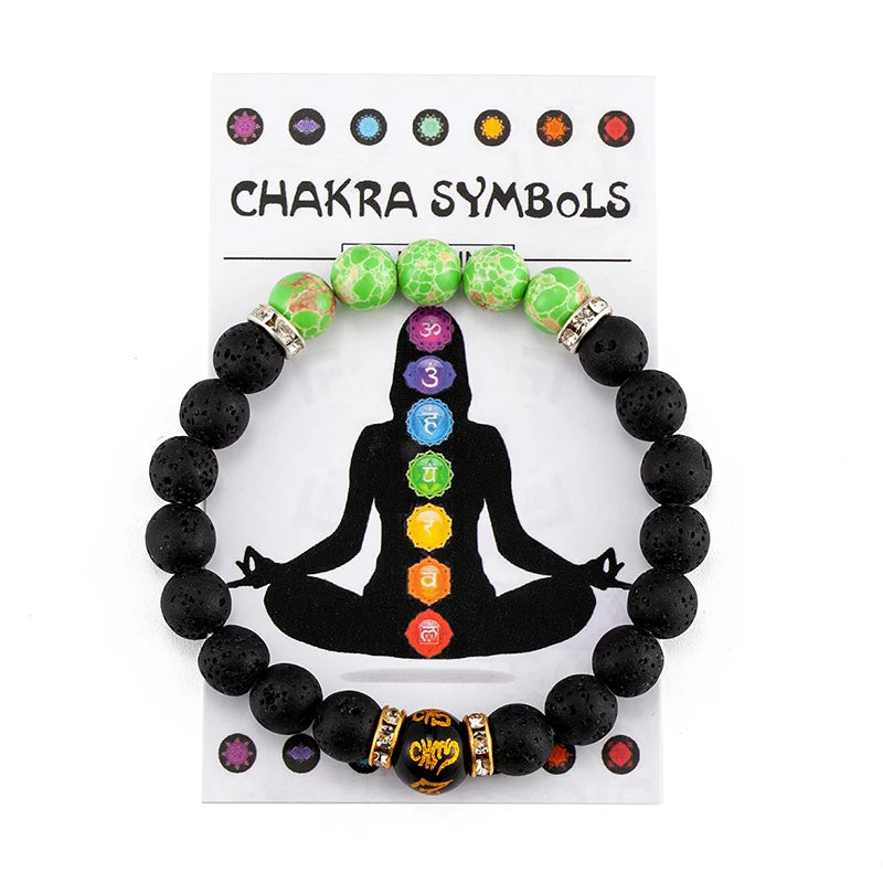 🌈 7-Chakren-Heilstein-Armband – Mit Bedeutungs-Karte für Meditation & inneres Gleichgewicht