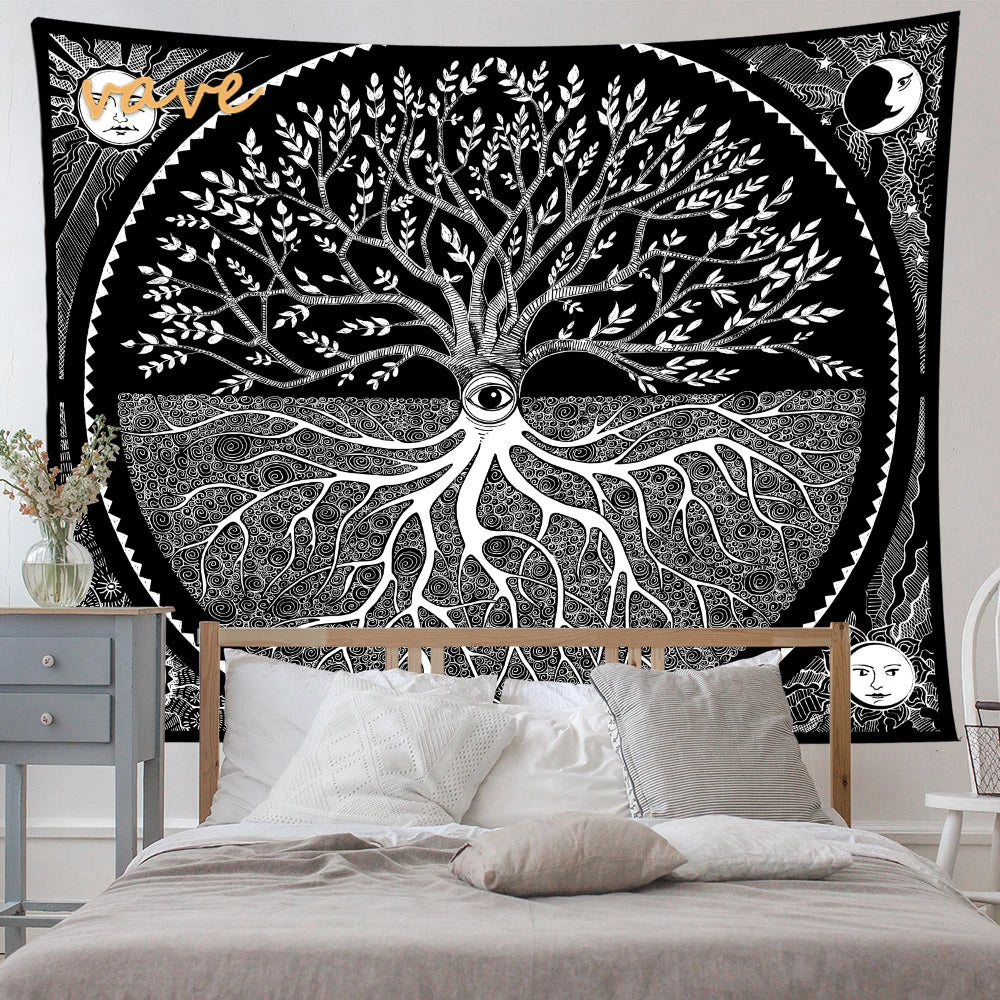 🌳 Tree of Life Psychedelic Tapestry – Trippy Mandala Wall Hanging for Boho & Witchy Room Decor