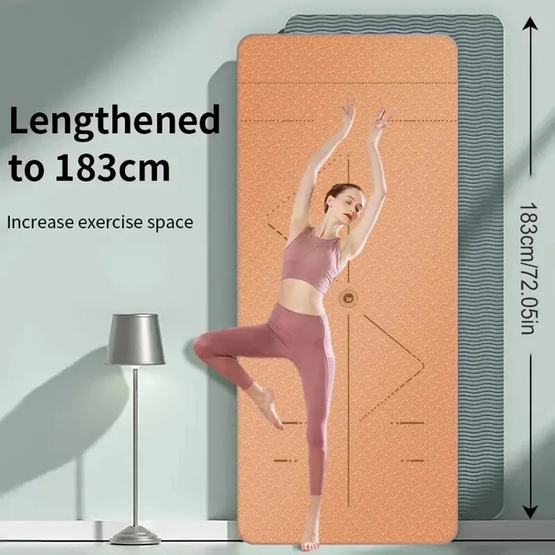 WESTTUNE Eco TPE Yoga Mat – 6mm Non-Slip with Alignment Guide + Strap & Bag (183×61cm)