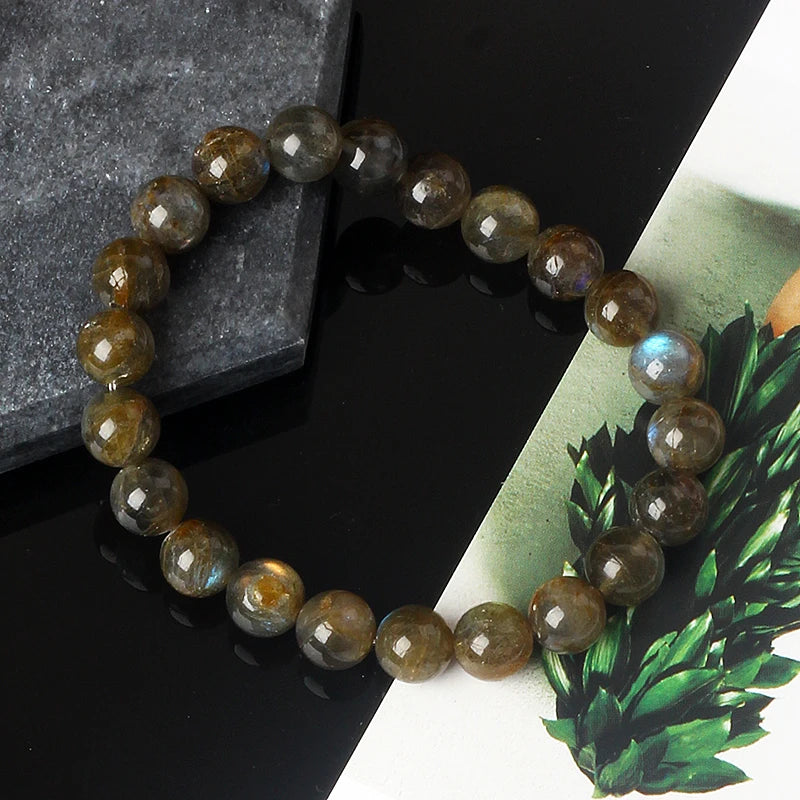 🌙 Labradorit & Mondstein Perlenarmband – Reiki Glücksbringer-Schmuck für Frauen & Paare
