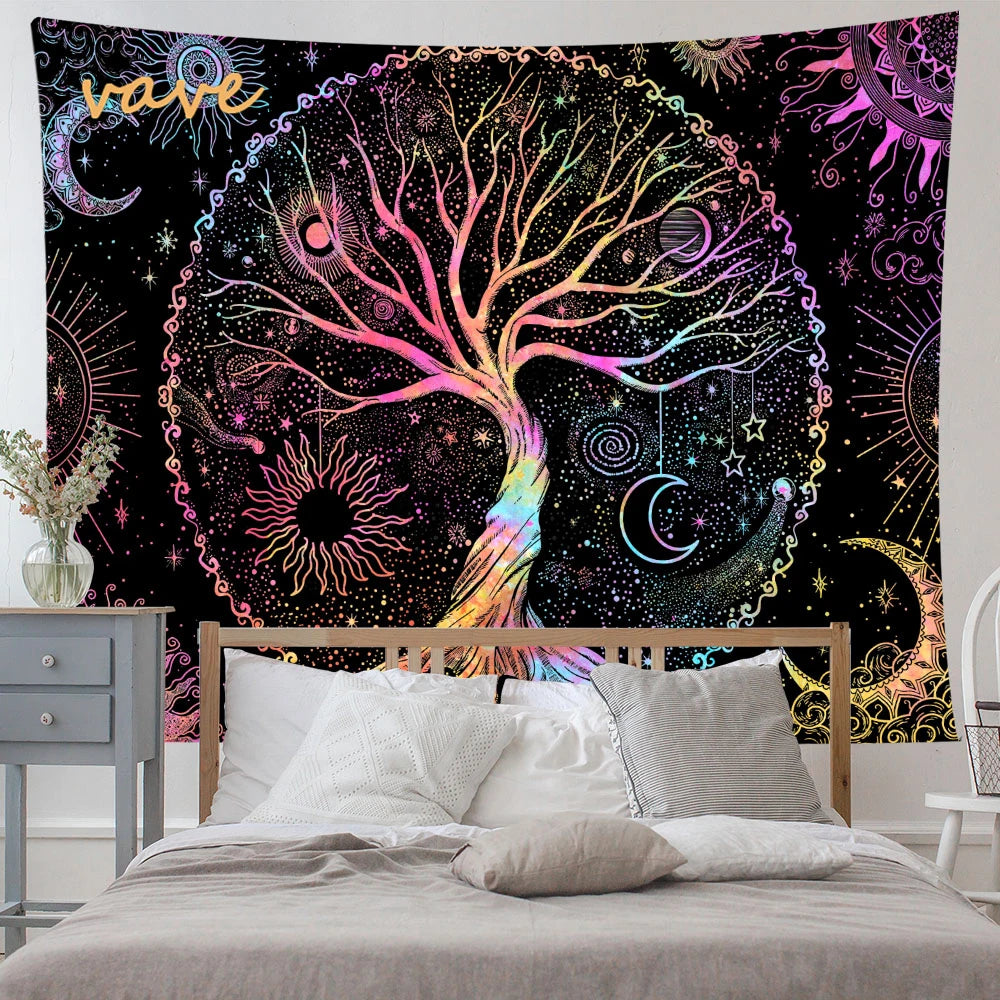 🌳 Tree of Life Psychedelic Tapestry – Trippy Mandala Wall Hanging for Boho & Witchy Room Decor