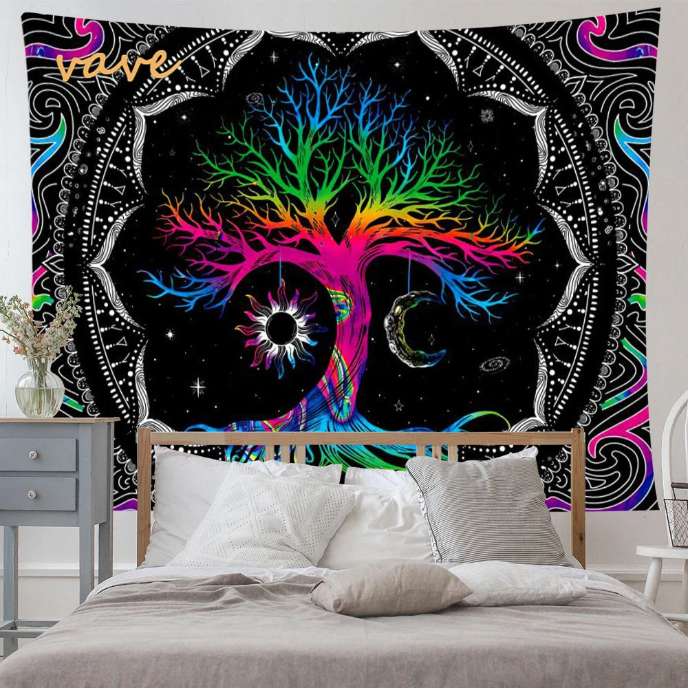 🌳 Tree of Life Psychedelic Tapestry – Trippy Mandala Wall Hanging for Boho & Witchy Room Decor