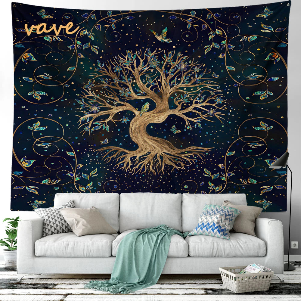 🌳 Tree of Life Psychedelic Tapestry – Trippy Mandala Wall Hanging for Boho & Witchy Room Decor