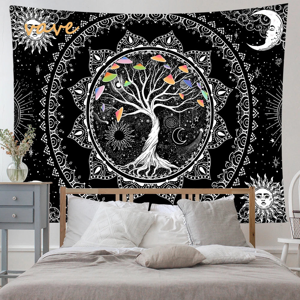 🌳 Tree of Life Psychedelic Tapestry – Trippy Mandala Wall Hanging for Boho & Witchy Room Decor
