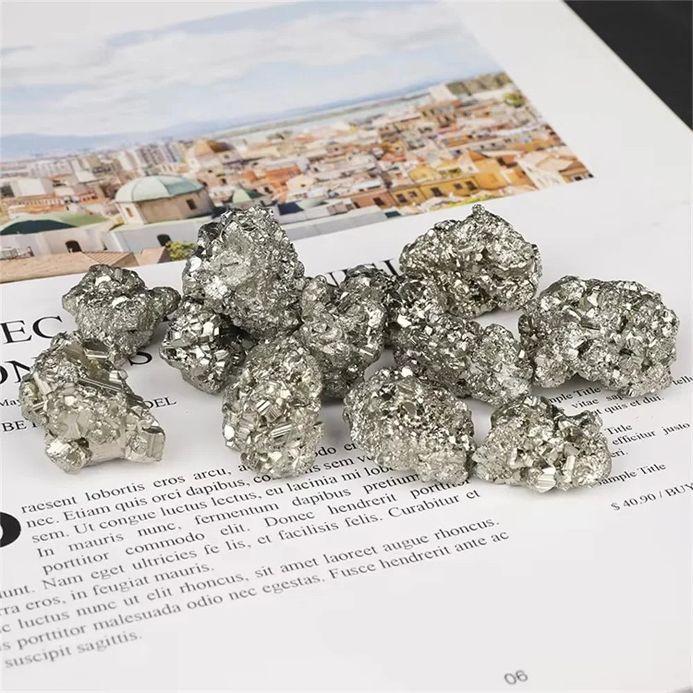 Rohe Tumbled Pyrit Steine – Natürlicher Kristall für Heilung & Sammlung 🪙