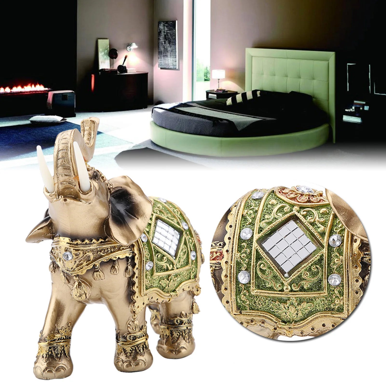 Feng Shui Elefantenfigur – Grüne Glücksstatue für Reichtum & Harmonie
