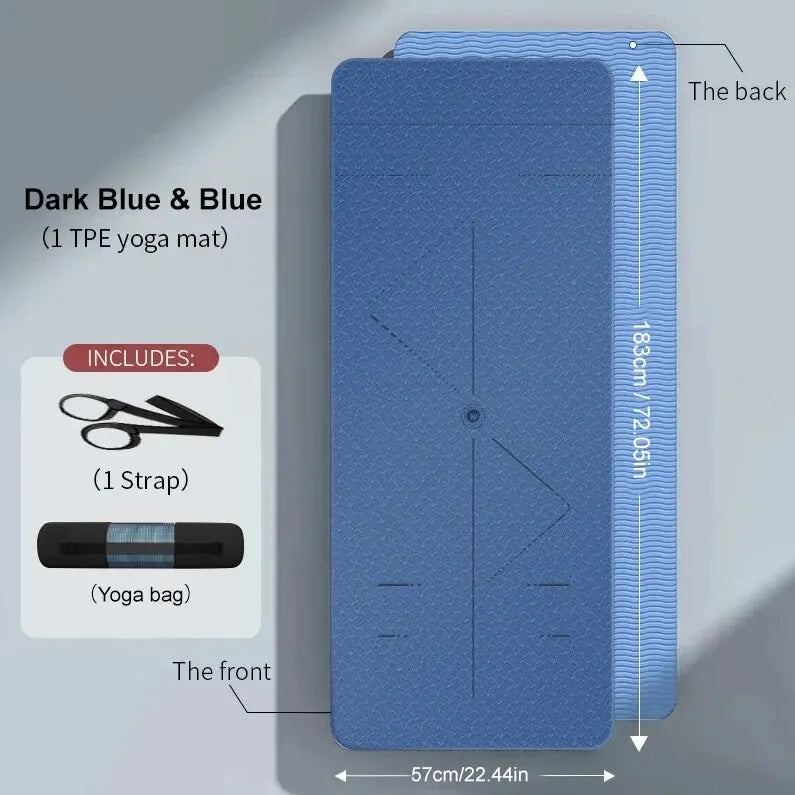 WESTTUNE Eco TPE Yoga Mat – 6mm Non-Slip with Alignment Guide + Strap & Bag (183×61cm)
