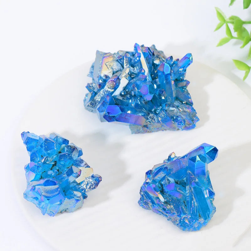Himmelblauer Titanquarz Cluster – Natürlicher Kristall Heilstein (2–7 cm) 💎