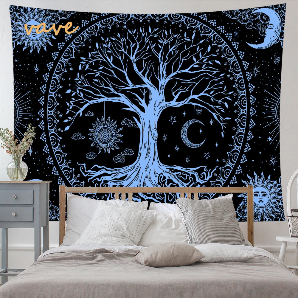 🌳 Tree of Life Psychedelic Tapestry – Trippy Mandala Wall Hanging for Boho & Witchy Room Decor