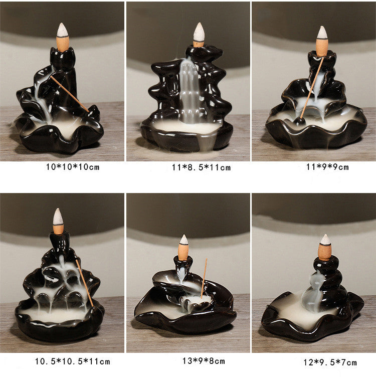 Keramik Rückfluss-Räuchergefäß – Zen Deko für Zuhause, Teestube & Yoga (ohne Räucherkegel)