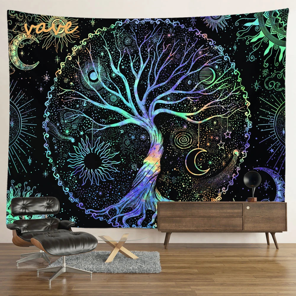 🌳 Tree of Life Psychedelic Tapestry – Trippy Mandala Wall Hanging for Boho & Witchy Room Decor