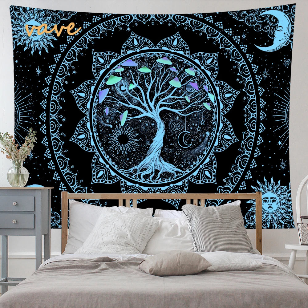 🌳 Tree of Life Psychedelic Tapestry – Trippy Mandala Wall Hanging for Boho & Witchy Room Decor