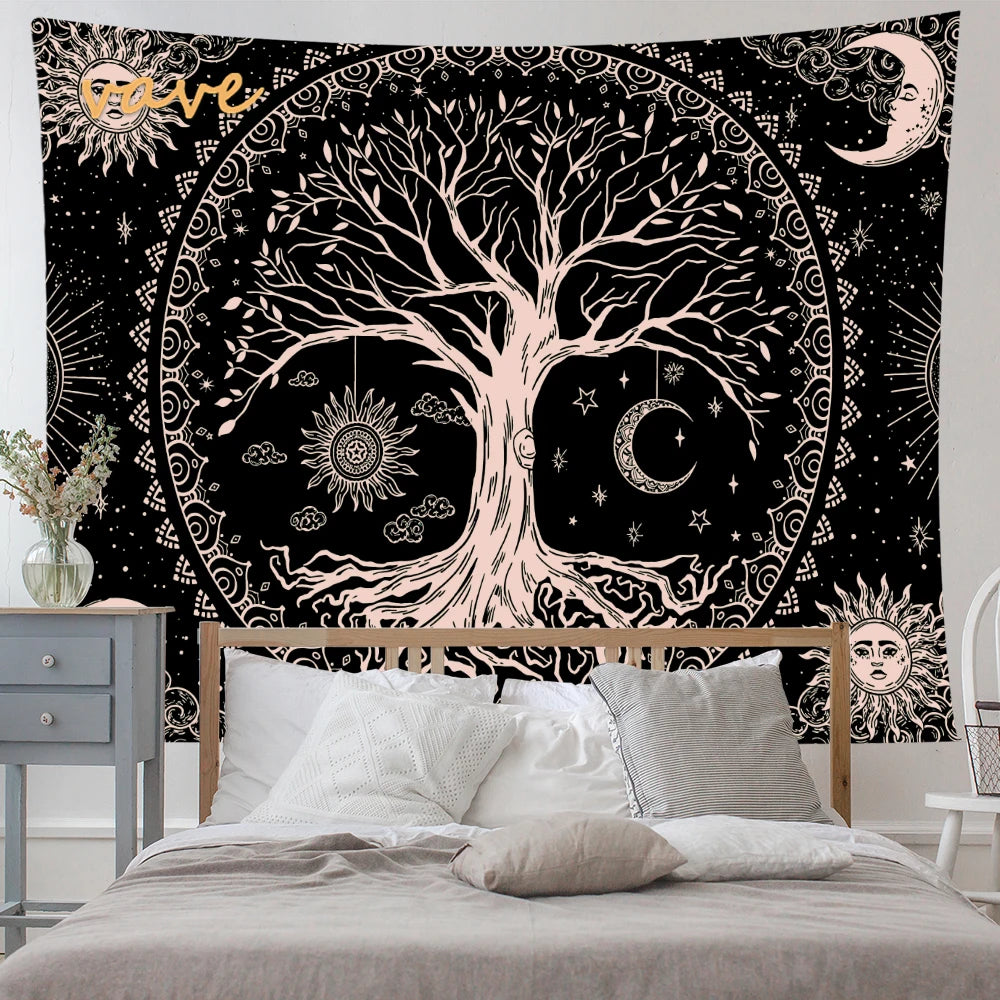 🌳 Tree of Life Psychedelic Tapestry – Trippy Mandala Wall Hanging for Boho & Witchy Room Decor
