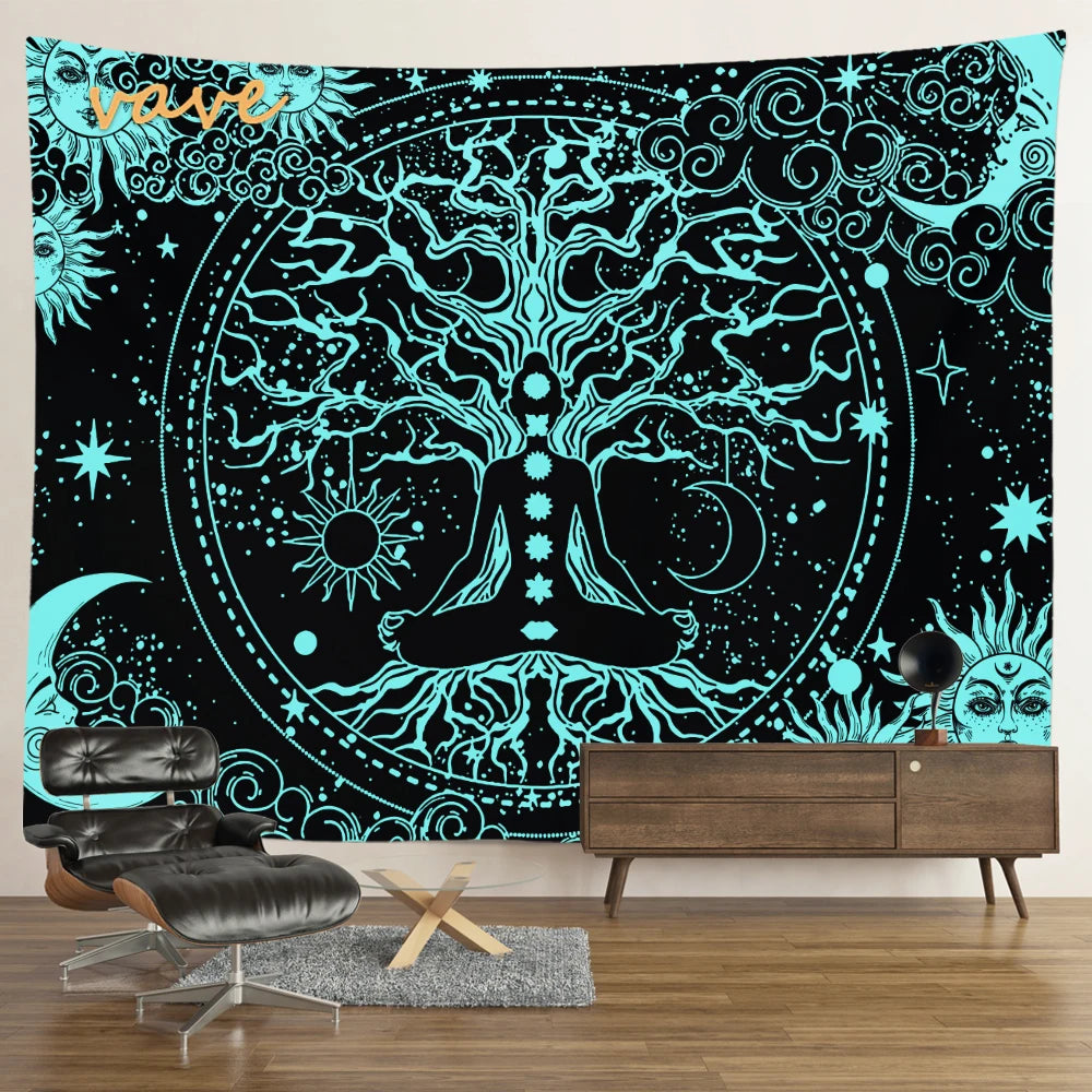 🌳 Tree of Life Psychedelic Tapestry – Trippy Mandala Wall Hanging for Boho & Witchy Room Decor