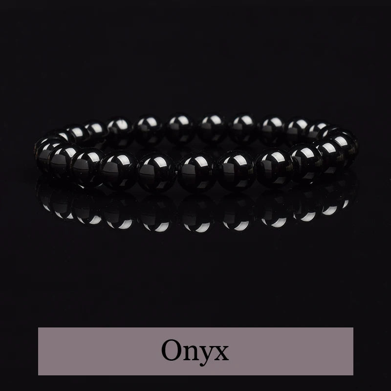 🖤 Schwarzes Onyx-Perlenarmband – Natürlicher Achatstein für Balance & Stil (6 mm / 8 mm, Unisex)