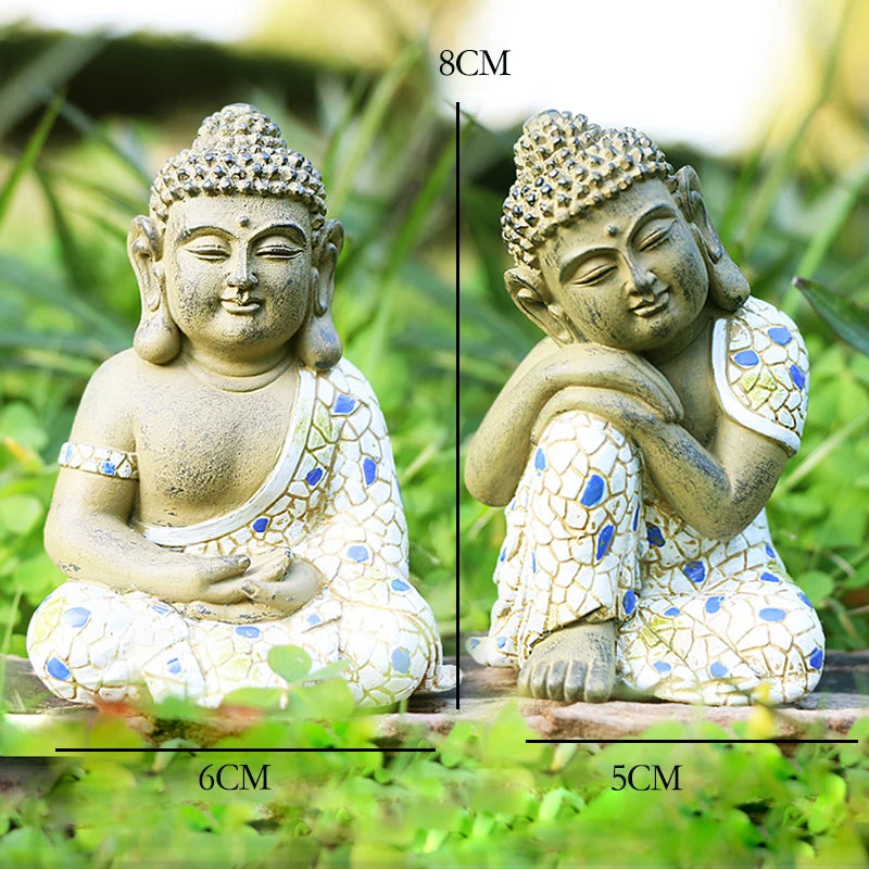 Wunderschöne Garten-Zen-Tathāgata-Figur – Kleine Buddha-Statue im chinesischen Stil als Steinturm-Dekoration für Miniatur-Landschaften