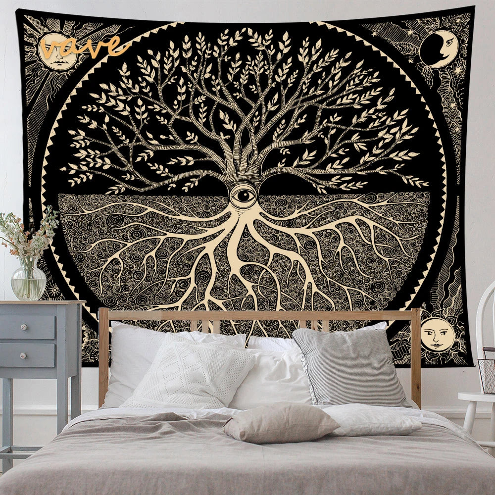🌳 Tree of Life Psychedelic Tapestry – Trippy Mandala Wall Hanging for Boho & Witchy Room Decor