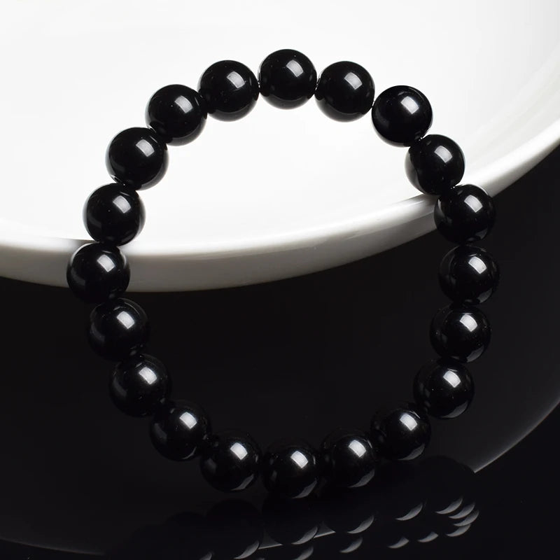 🖤 Schwarzes Onyx-Perlenarmband – Natürlicher Achatstein für Balance & Stil (6 mm / 8 mm, Unisex)
