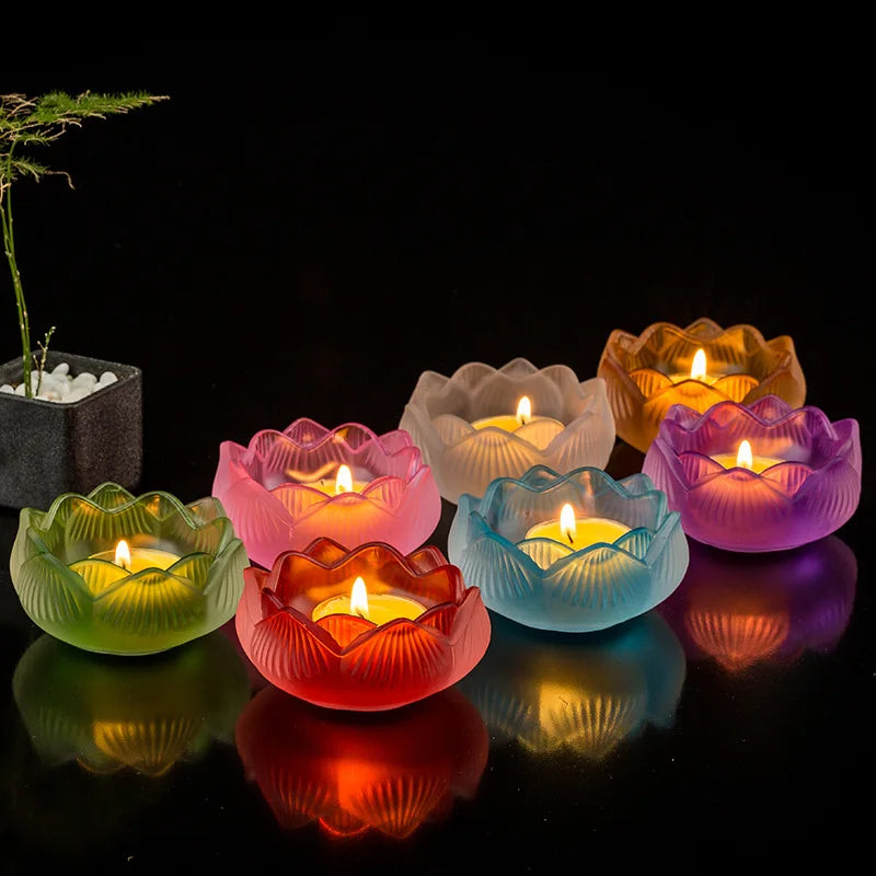 Siebenfarbiger Kristall Lotus Räucherstäbchenhalter & Kerzenhalter – Zen Heimdekoration 🌸