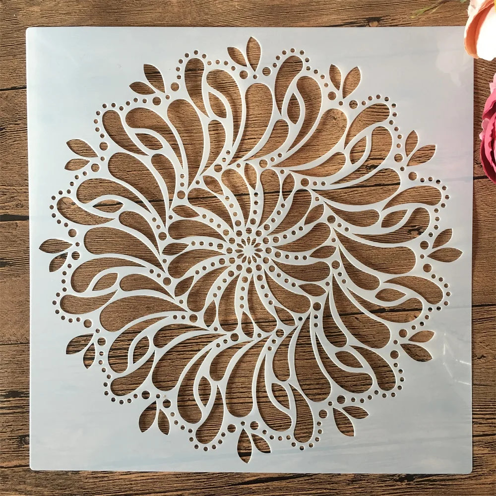 30×30 cm Geometrische Mandala-Schablone – Mehrschichtiges DIY-Muster für Basteln & Malerei