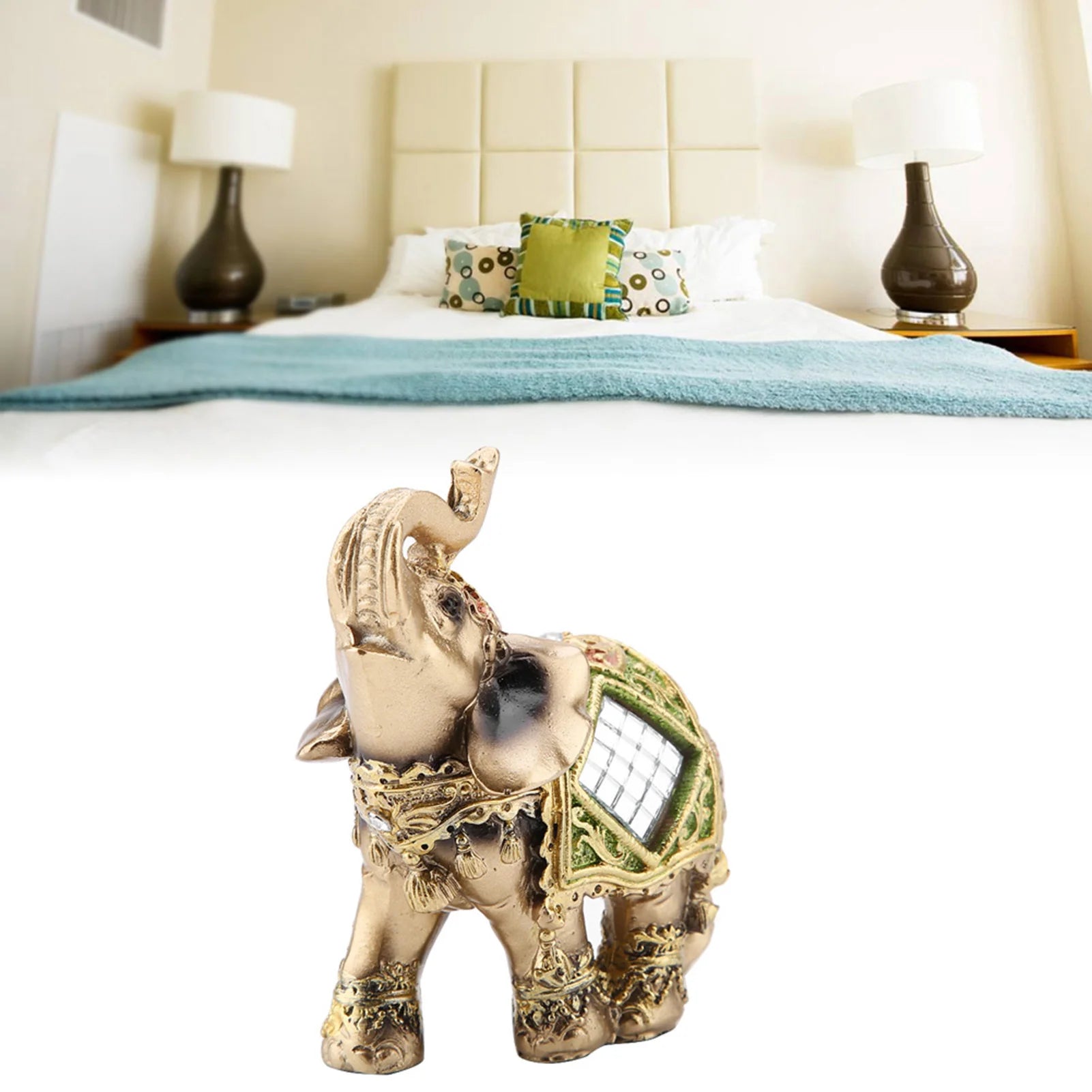 Feng Shui Elefantenfigur – Grüne Glücksstatue für Reichtum & Harmonie