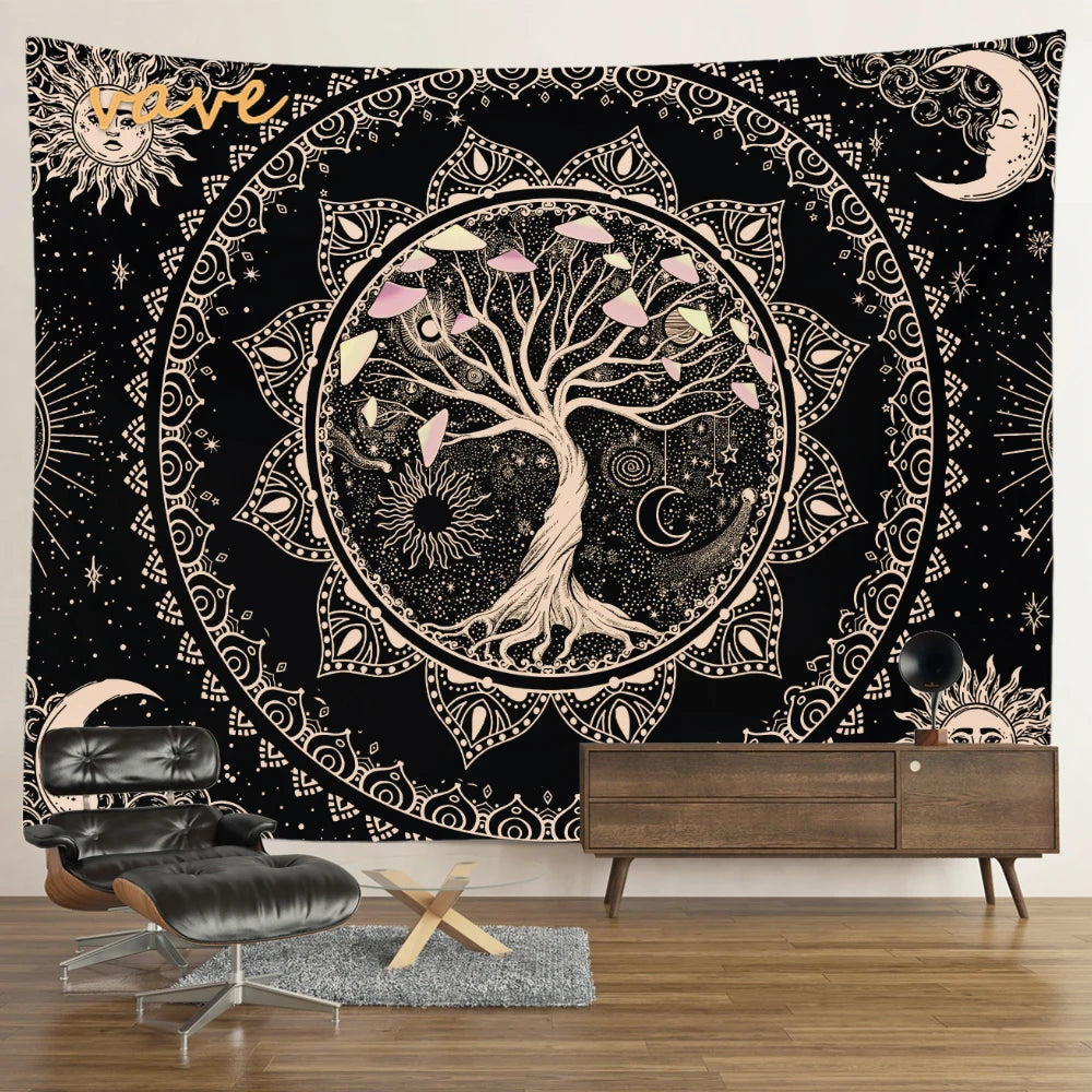🌳 Tree of Life Psychedelic Tapestry – Trippy Mandala Wall Hanging for Boho & Witchy Room Decor