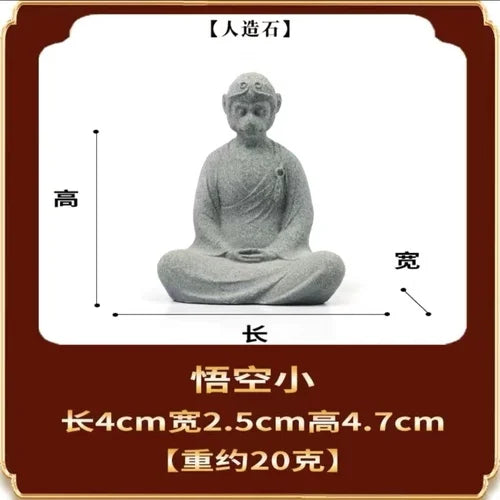 🧘♂️ Chinesische Krieger-Mönch-Statue – Zen-Mikrolandschaft & Gartendekoration