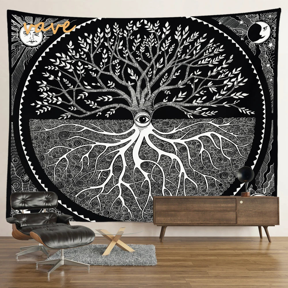 🌳 Tree of Life Psychedelic Tapestry – Trippy Mandala Wall Hanging for Boho & Witchy Room Decor