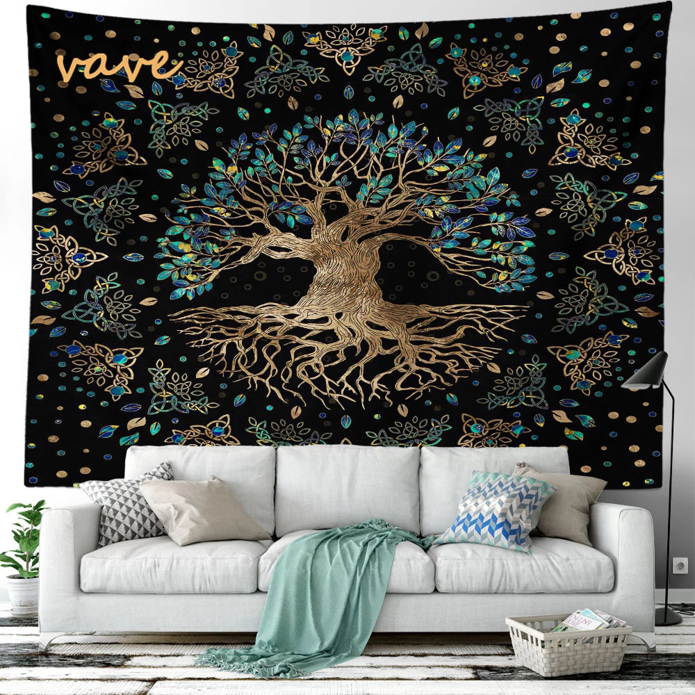 🌳 Tree of Life Psychedelic Tapestry – Trippy Mandala Wall Hanging for Boho & Witchy Room Decor