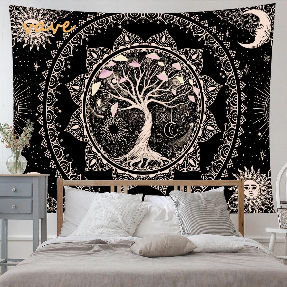🌳 Tree of Life Psychedelic Tapestry – Trippy Mandala Wall Hanging for Boho & Witchy Room Decor