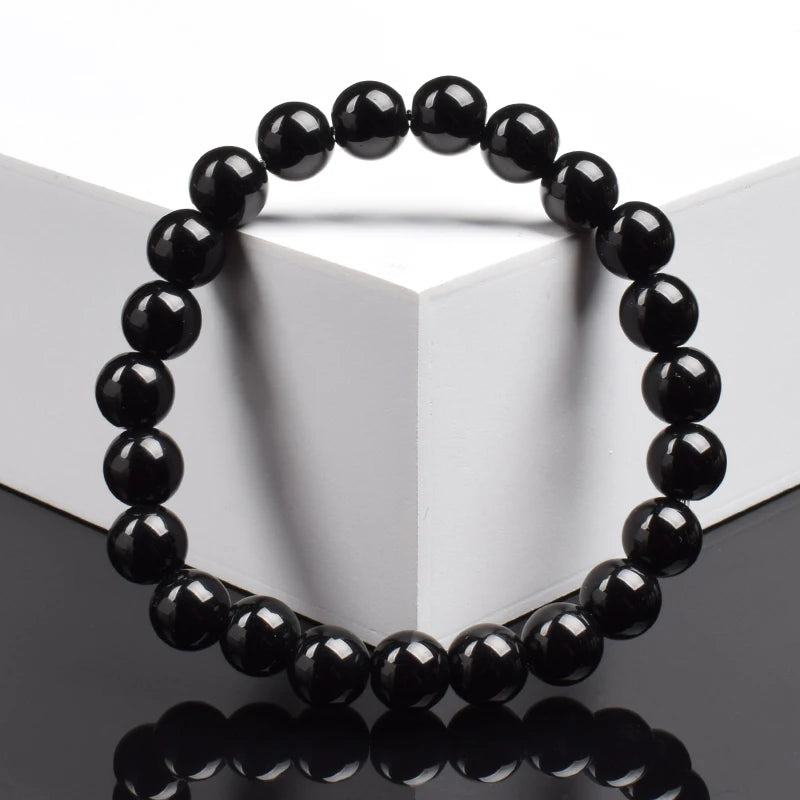 🖤 Schwarzes Onyx-Perlenarmband – Natürlicher Achatstein für Balance & Stil (6 mm / 8 mm, Unisex)