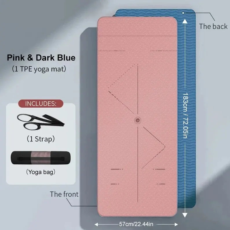 WESTTUNE Eco TPE Yoga Mat – 6mm Non-Slip with Alignment Guide + Strap & Bag (183×61cm)