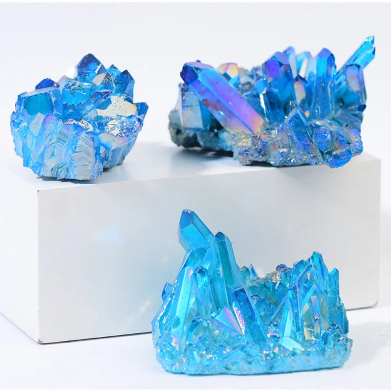 Himmelblauer Titanquarz Cluster – Natürlicher Kristall Heilstein (2–7 cm) 💎
