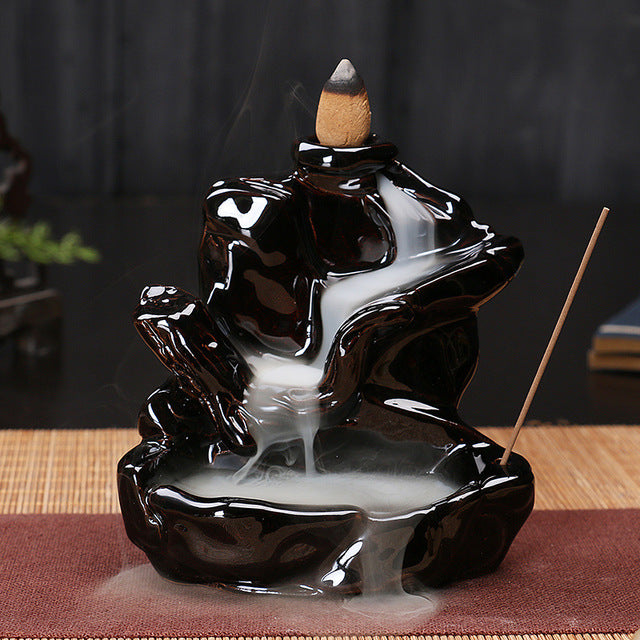 Keramik Rückfluss-Räuchergefäß – Zen Deko für Zuhause, Teestube & Yoga (ohne Räucherkegel)