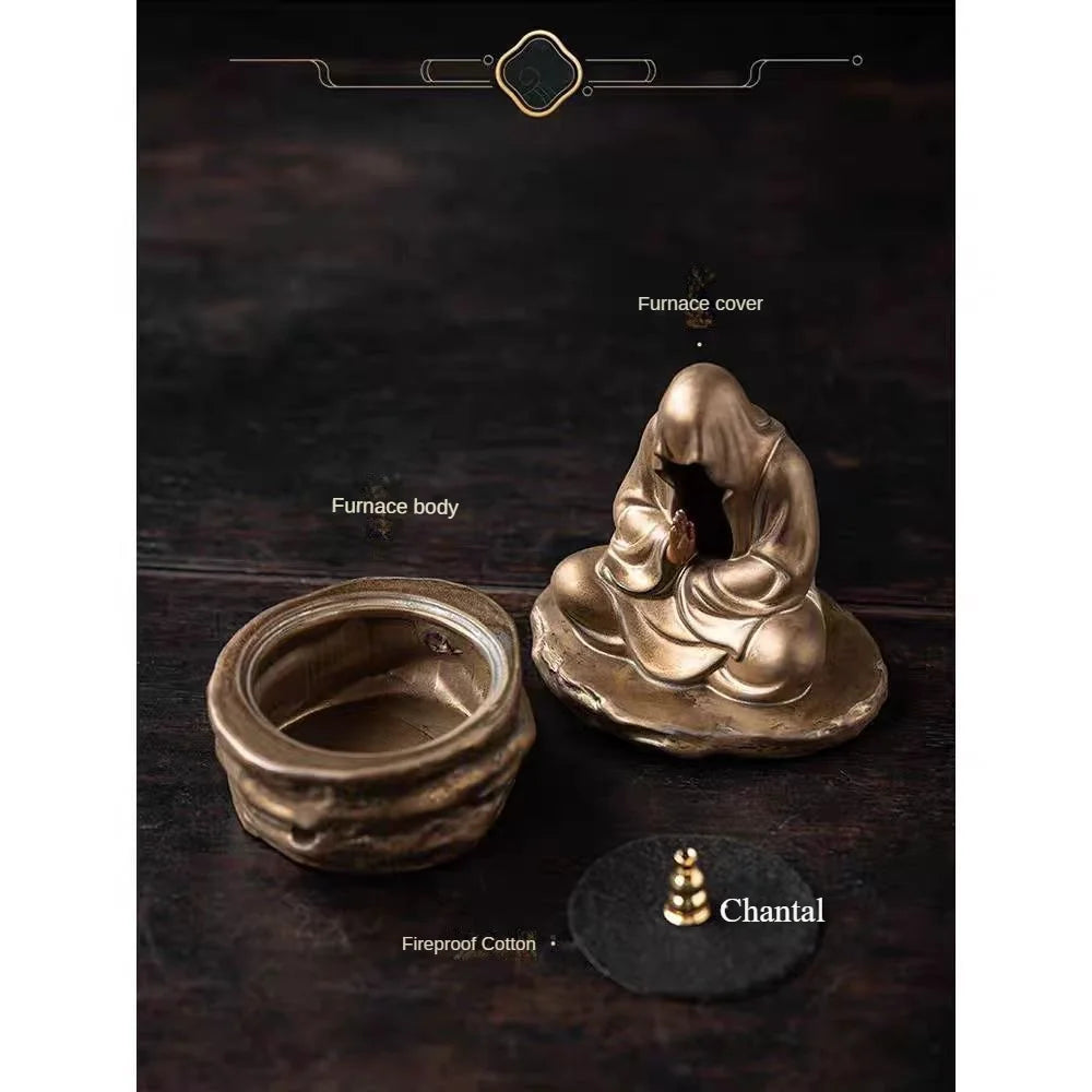 Keramik Räuchergefäß – Formloser Buddha Mönch für Meditation & Zen Dekoration