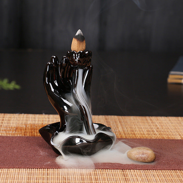 Keramik Rückfluss-Räuchergefäß – Zen Deko für Zuhause, Teestube & Yoga (ohne Räucherkegel)