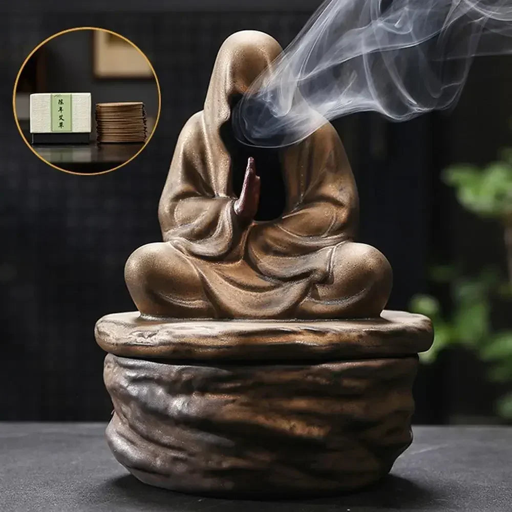 Keramik Räuchergefäß – Formloser Buddha Mönch für Meditation & Zen Dekoration