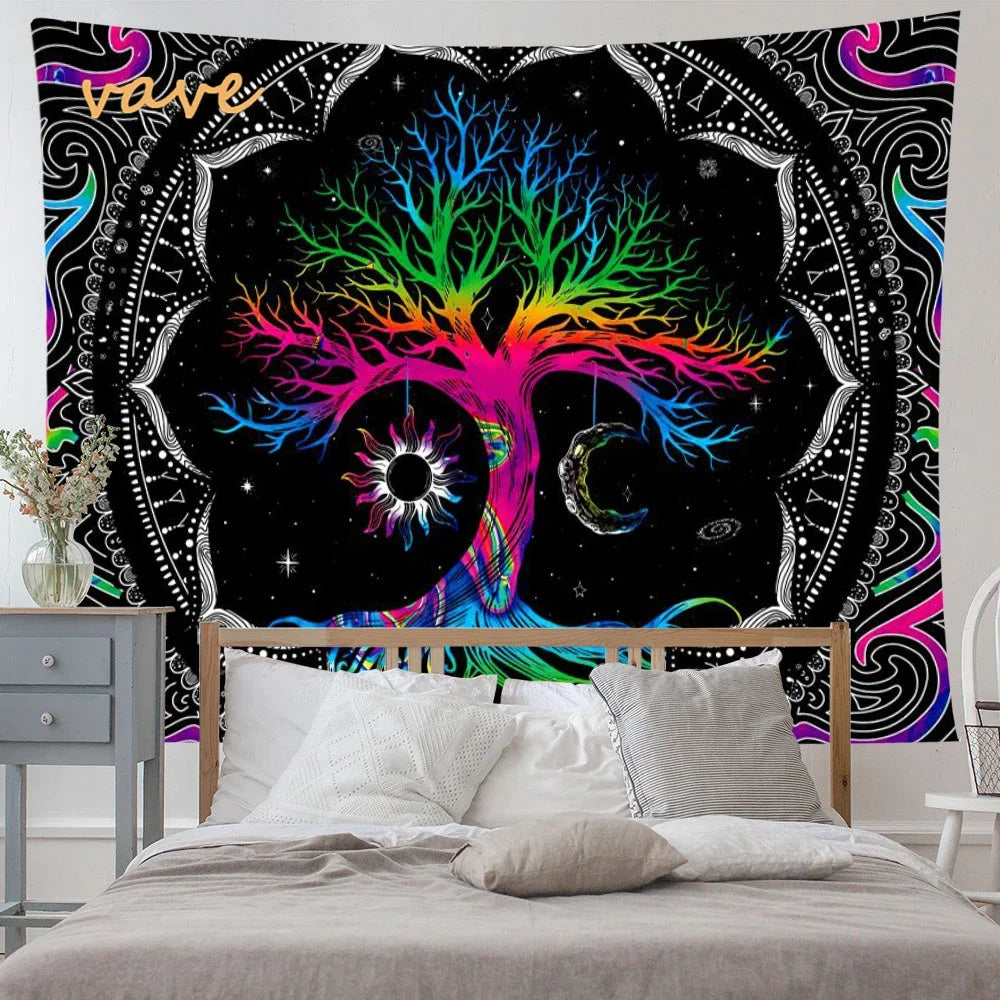 🌳 Tree of Life Psychedelic Tapestry – Trippy Mandala Wall Hanging for Boho & Witchy Room Decor
