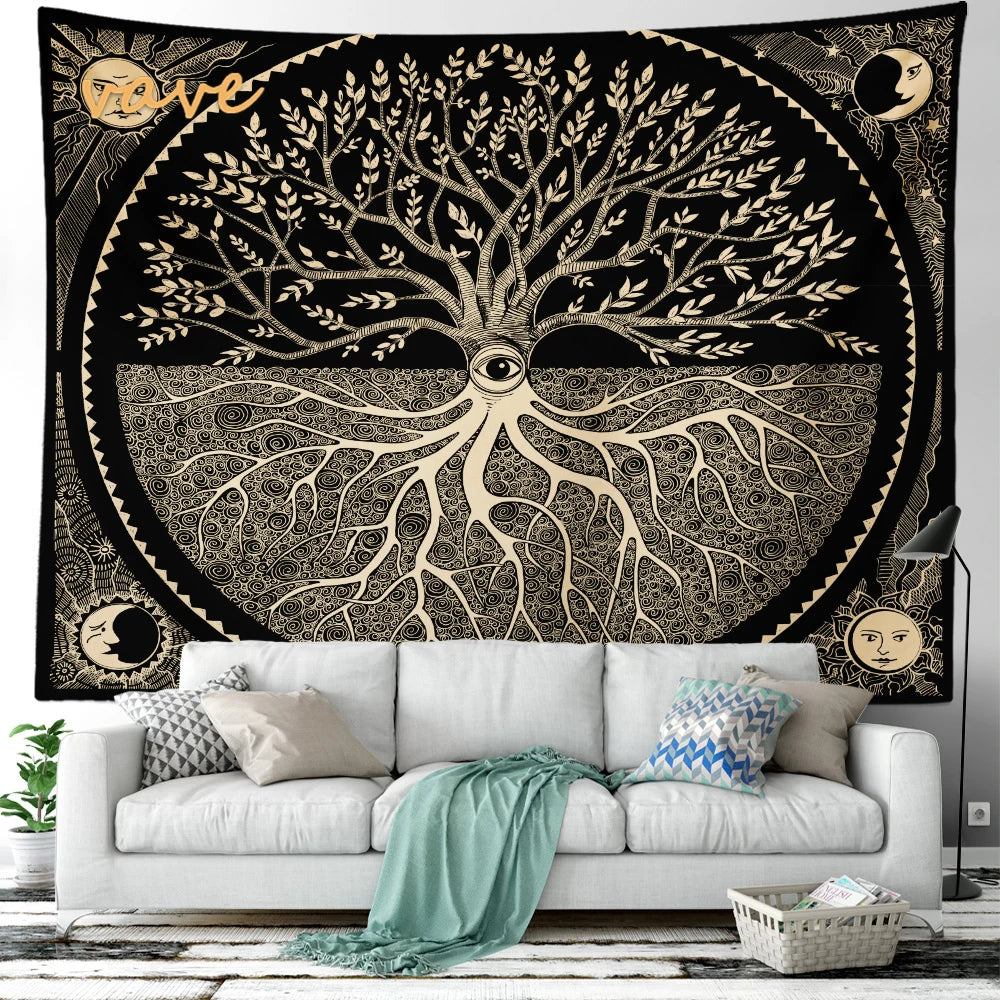 🌳 Tree of Life Psychedelic Tapestry – Trippy Mandala Wall Hanging for Boho & Witchy Room Decor