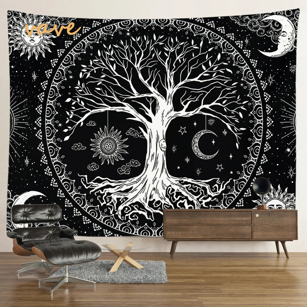 🌳 Tree of Life Psychedelic Tapestry – Trippy Mandala Wall Hanging for Boho & Witchy Room Decor