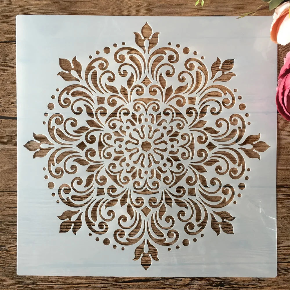 30×30 cm Geometrische Mandala-Schablone – Mehrschichtiges DIY-Muster für Basteln & Malerei