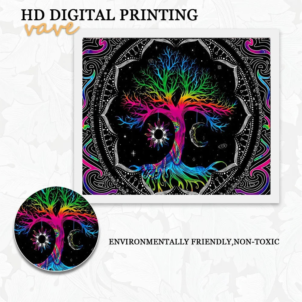 🌳 Tree of Life Psychedelic Tapestry – Trippy Mandala Wall Hanging for Boho & Witchy Room Decor