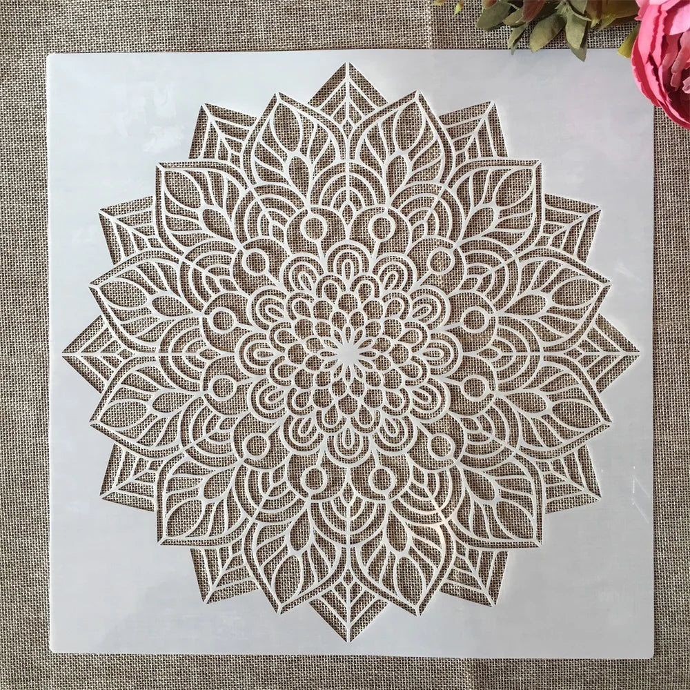 30×30 cm Geometrische Mandala-Schablone – Mehrschichtiges DIY-Muster für Basteln & Malerei