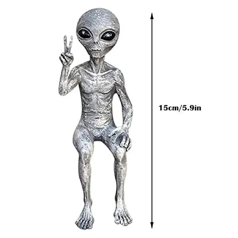 👽 Lustige Alien-Gartenstatue – UFO-Wichtel aus Harz für Innen & Außen