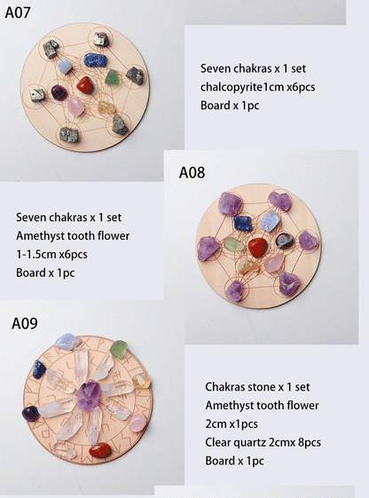 🌈 7-teiliges Chakra-Heilstein-Set mit Holzplatte 🌿✨