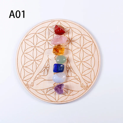 🌈 7-teiliges Chakra-Heilstein-Set mit Holzplatte 🌿✨