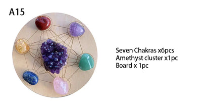 🌈 7-teiliges Chakra-Heilstein-Set mit Holzplatte 🌿✨